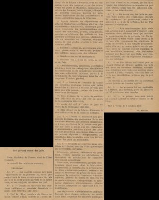 Loi portant statut des Juifs du 17 octobre 1940