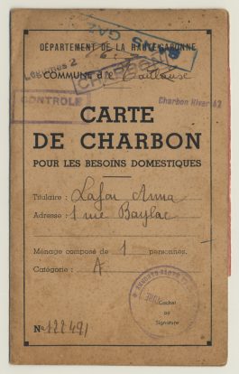 Carte de charbon pour les besoins domestiques