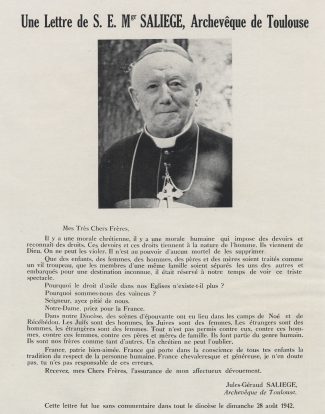 Lettre de Monseigneur Saliège, archevêque de Toulouse