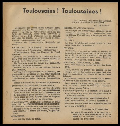 Toulousains ! Toulousaines ! [Une du journal clandestin Combat]
